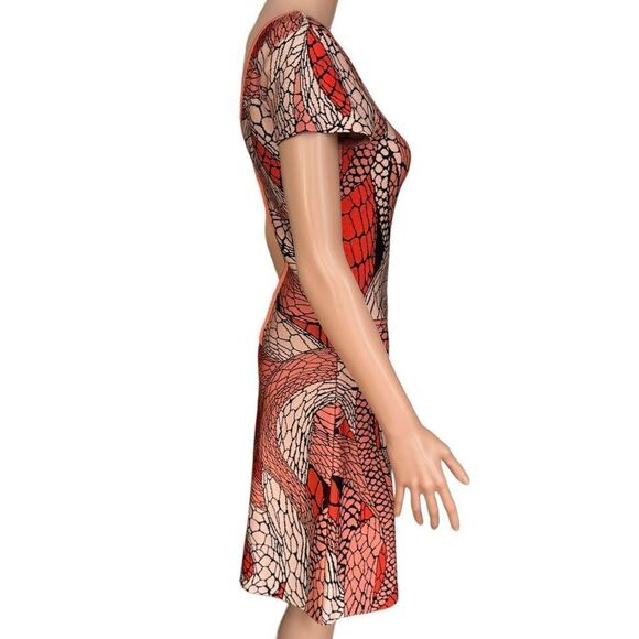 Issa London Orange Patterned Jacquard fit and flare Skater Dress size M - Picture 2 of 8